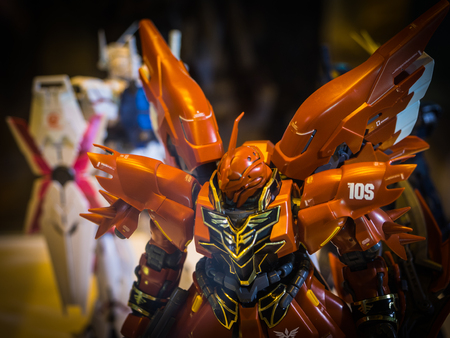Chonburi, THAILAND - MAY 1, 2017:Gundam anime figure in Kodomo No Hi at J-PARK on 1 May 2017. at J-Park Sriracha, Thailand. Anime is a popular type of animation or cartoon in Japan.のeditorial素材