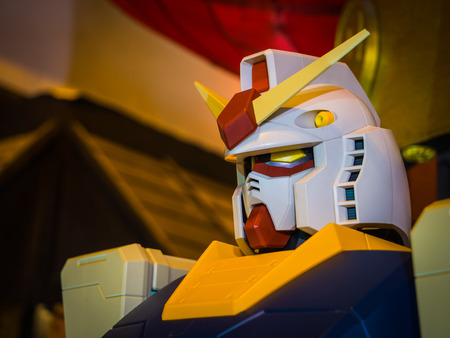 Chonburi, THAILAND - MAY 1, 2017:Gundam anime figure in Kodomo No Hi at J-PARK on 1 May 2017. at J-Park Sriracha, Thailand. Anime is a popular type of animation or cartoon in Japan.のeditorial素材
