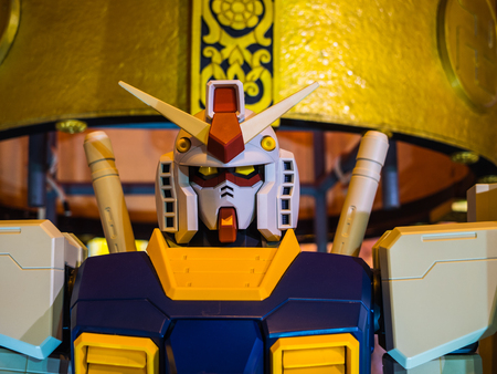 Chonburi, THAILAND - MAY 1, 2017:Gundam anime figure in Kodomo No Hi at J-PARK on 1 May 2017. at J-Park Sriracha, Thailand. Anime is a popular type of animation or cartoon in Japan.のeditorial素材