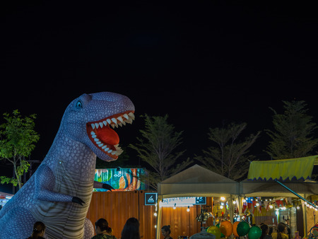 Chonburi, THAILAND - APR 30, 2017: Big Balloon dinosaurs in kids park on APR 30 2017. at  Treebox Sriracha, Thailand.のeditorial素材