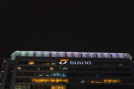 The BANGKOK, THAILAND - JULY 25,2018:Beauty Night scene of Thanachart Bank in side MBK big shopping mall on JULY 25, 2018 in Bangkok, Thailand.のeditorial素材