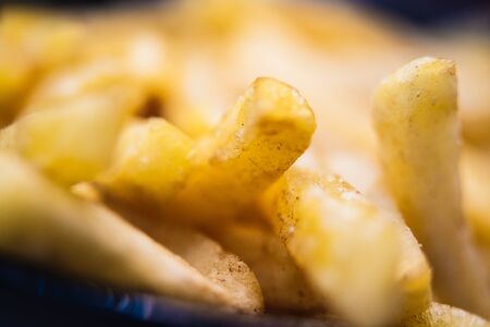 Closeup of fresh french fries at restaurant
