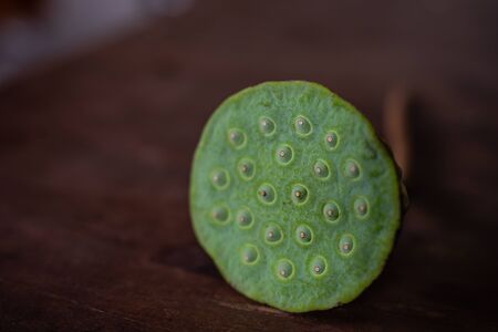 The Lotus seed pods. Green lotus seed pods backgroundの写真素材