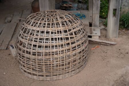 Thai chicken coop layered. It is a cage for keeping poultry inの写真素材