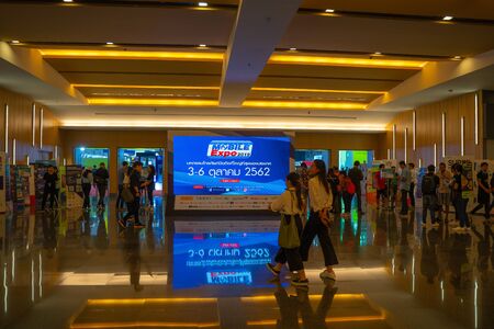 Bangkok, Thailand - Oct 04, 2019 : Thailand Mobile Expo, Entrance of Mobile phone Trade fair,a lot of people are here to buy smartphone during Oct 3-6, 2019 in Bangkok, Thailand.のeditorial素材