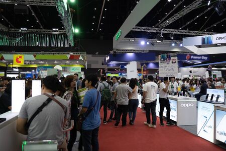 Bangkok, Thailand - Oct 04, 2019 : Thailand Mobile Expo, Mobile phone Trade fair,a lot of people are here to buy smartphone during Oct 3-6, 2019 in Bangkok, Thailand.のeditorial素材