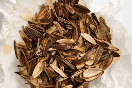 The Sunflower seed shells. Background empty Sunflower seed shellsの写真素材