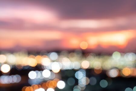 The Abstract urban night light bokeh defocused backgroundの写真素材