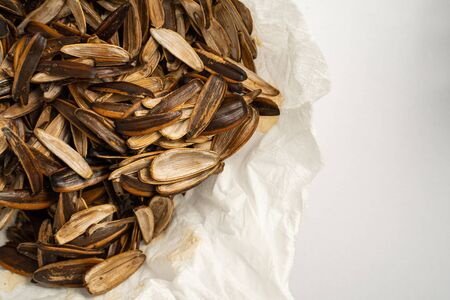 The Sunflower seed shells. Background empty Sunflower seed shellsの写真素材