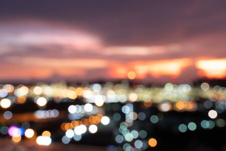 The Abstract urban night light bokeh defocused backgroundの写真素材
