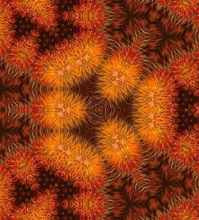 The Abstract reflection of Colorful fireworks explosion in the dark sky, Kaleidoscope,Illustrationの写真素材