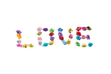 The Abstract Triangles line Love word craft ideas with jewelry stone on white backgroundの写真素材