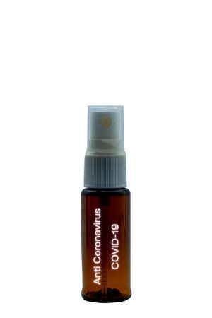 A Spray bottle of anti Coronavirus(Covid-19) isolated on white background.の写真素材