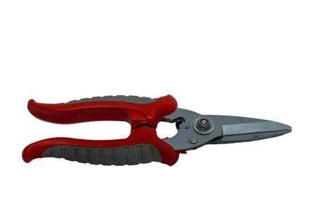 A professional Cable scissors with a plastic handle isolated on whiteの写真素材