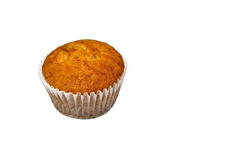 A Homemade healthy banana bread or cake for breakfast isolate on white backgroundの写真素材