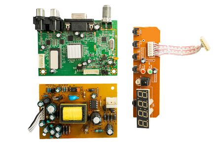 The Electronic circuit and component board on white background, PCBAの写真素材