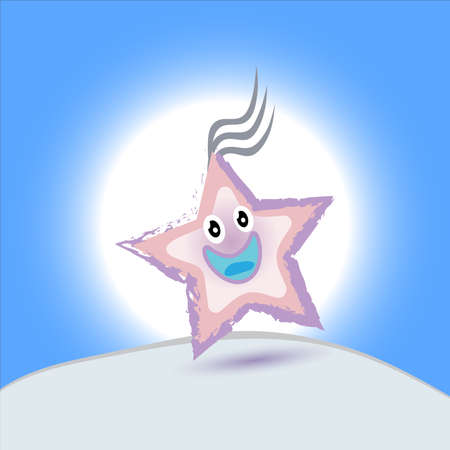 Happy cartoon star with a big smileのイラスト素材