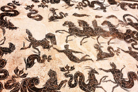 Mosaics in the thermal baths of Neptune in ancient Ostia - Italyの写真素材