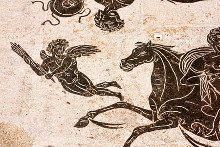 Particular of Roman mosaic in the thermal baths of Neptune in ancient Ostia - Italy
