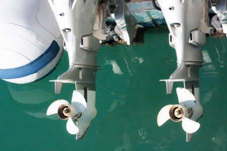 Couple of outboard enginesの写真素材