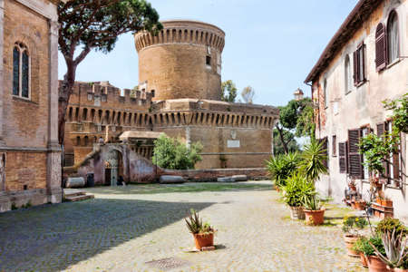 Glimpse of Medieval village of Ostia Antica - Italyのeditorial素材
