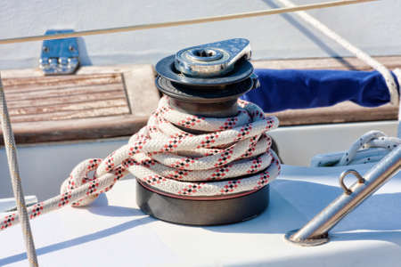 Winch  detail on sail boatの写真素材