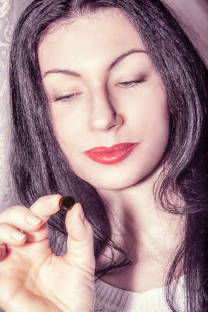 A black diamond for beautiful brunette in the Valentines dayの写真素材