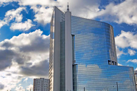 Moscow, Russian Federation - January 21, 2017 : Located in Transfiguration Square view of Commercial Center in cloudy skyのeditorial素材
