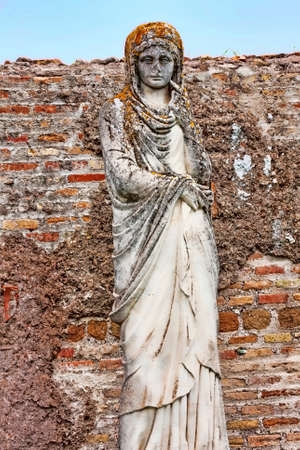 Funerary statue representing female character of ancient Ostia - Rome Italyの写真素材