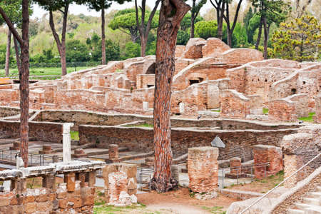 Archaeological Roman site landscape in Ostia Antica - Rome - Italyの写真素材