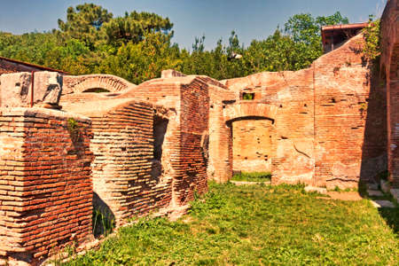 Sunset glimpse in the archaeological site of Ostia Antica - Rome - Italyの写真素材