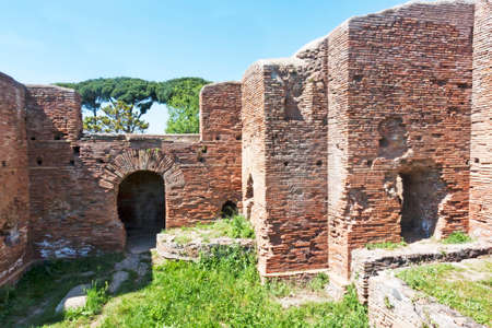 Glimpse in the archaeological site of Ostia Antica - Rome - Italyの写真素材