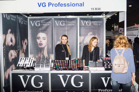 Moscow, Russian Federation - April 20, 2017: Intercharm XVI International exhibition of professional cosmetics and equipment for beauty salonsのeditorial素材