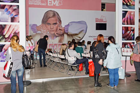 Moscow, Russian Federation - April 21, 2017: Intercharm XVII International exhibition of professional cosmetics and equipment for beauty salonsのeditorial素材