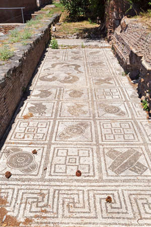 Roman excavations of Ostia Antica: Mosaic of the Province - Rome - Italyの写真素材