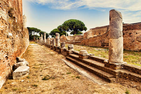 Archaeological Roman landscape in Ostia Antica - Rome - Italyの写真素材