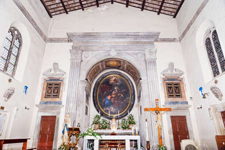 Ostia Antica, Italy July 25, 2017: Interior view of the medieval Basilica of Sant Aurea in Ostia Antica - Rome, Italyのeditorial素材
