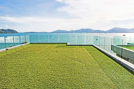 Landscape from a seafront terraceの写真素材