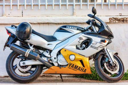 Rome,Italy - July 26, 2018:Profile of Yamaha YZF600R Deltabox Thundercat motorcycle. Yamaha YZF600R Deltabox Thundercat is a road-sport motorcycle produced by Yamaha from 1994 until 2007のeditorial素材