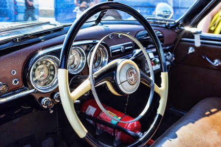 Rome,Italy - September 30, 2018:50th anniversary of the foundation of the National Association of State Police, an outdoor exhibition of Alfa Romeo company vintage cars with famous model Alfa 1900 Super supplied to the Italian Policeのeditorial素材