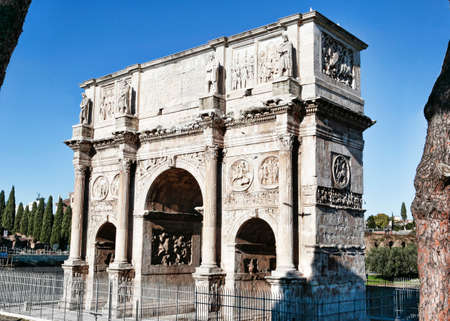 The wonderful and decorated triumphal Arch of Constantine in Rome - Italy