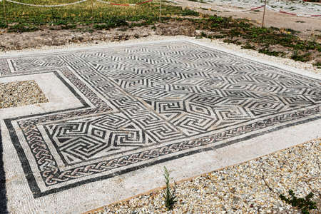 Roman mosaic pavement located in Piazza della Vittoria in the archaeological excavation of Ostia Antica - Romeの写真素材