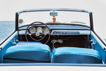 Rome,Italy - July 20, 2019: On occasion of  Rome capital city Rally event, an exhibition of vintage cars has been set up with the beautiful car model Lancia Appia Convertible manufactured by Italian Lancia since 1953 to1963のeditorial素材