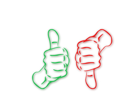 A hand green ok the other red koのイラスト素材