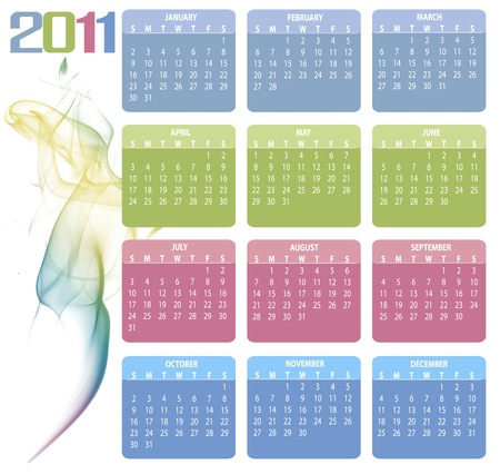 A colorfull 2011 calendar white smoke shape のイラスト素材