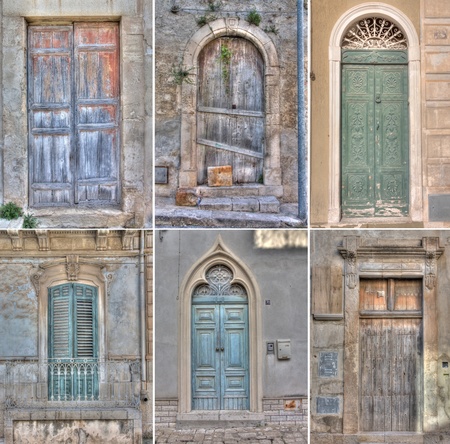 Collage of doors in Scicli. Sicilyの写真素材