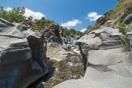 Gole dell Alcantara (Gorge of Alcantara river) in Sicilyの写真素材