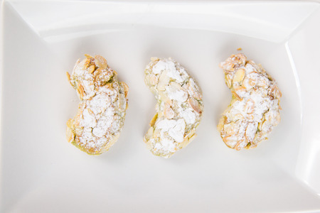 Isolated Sicilian pastry on white rectangular dishの写真素材