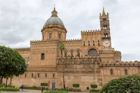 Palermo Cathedral (Metropolitan Cathedral of the Assumption of Virgin Mary) in Palermo, Sicily, Italy. Architectural complex built in Norman, Moorish, Gothic, Baroque and Neoclassical styleの写真素材
