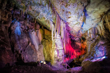 Inside of the colorful cave Abrskil, Abkhaziaの写真素材